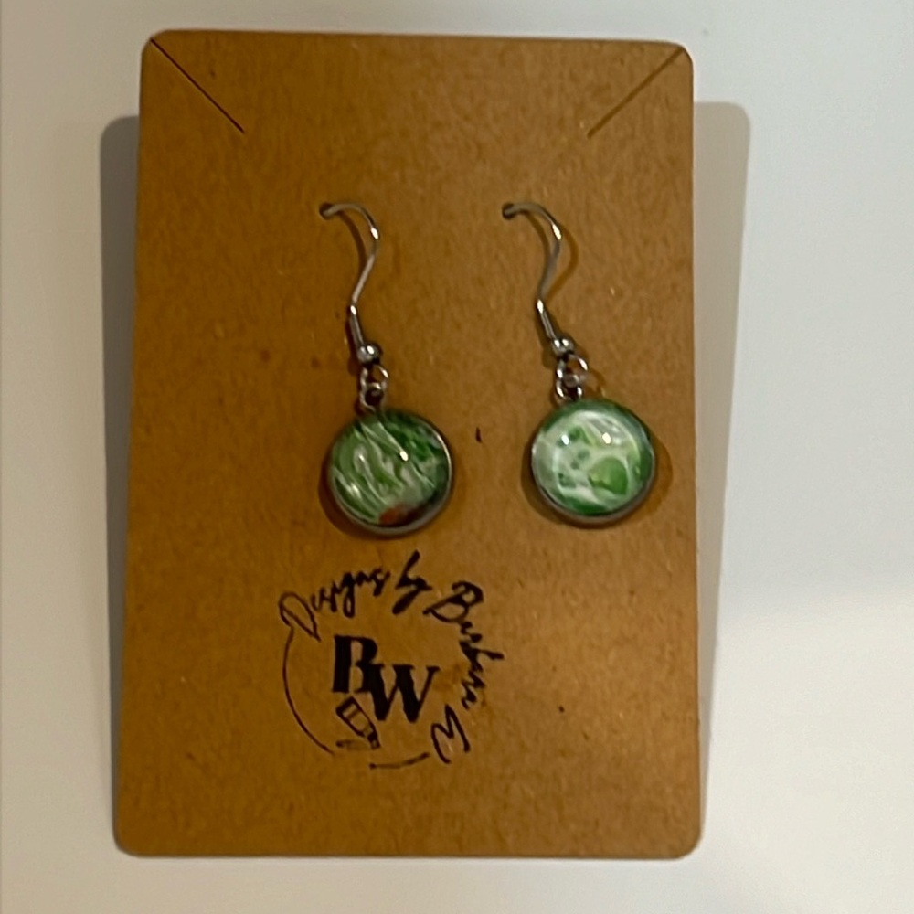 Handmade dangle earrings - hypoallergenic stainless steel setting. One of a kind - Picture 2 of 6
